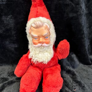 1950s RUSHTON SANTA CLAUS Vintage Rubber Face Wind up Musical Box