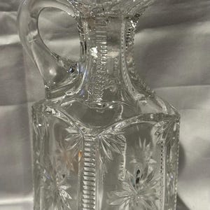 Antique Model Flint Glass Co.  &quot;Planet&quot; Decanter with Stopper, EAPG Cruet Decanter C. 1899. FREE SHIPPING!