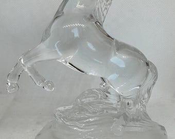 Gorgeous Horse Stallion Figurine Lead Crystal Glass Cristal D’Arques Cheval J G Durand France Cristal