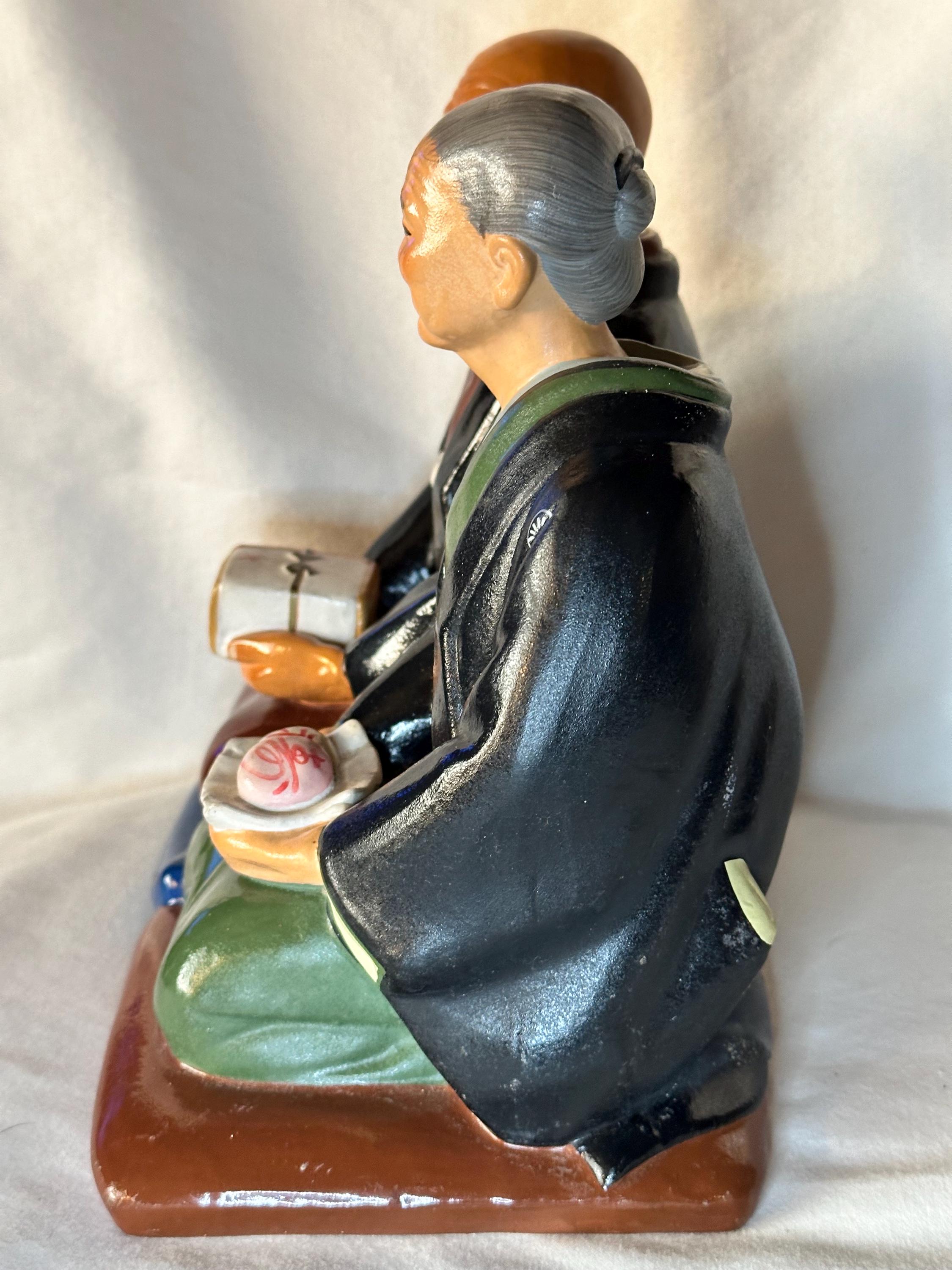 1950's Japan Hakata Urasaki Dolls Japanese Couple Vintage Clay