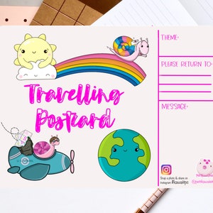 Carte postale de voyage arc-en-ciel, TPC, Collecte d'autocollants, Courrier de voyage, Kawaii Happy Mail, Correspondant, Amateurs d'autocollants, Carte postale, Voyage par autocollants