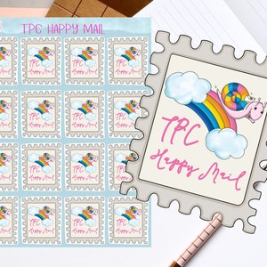 TPC Happy Mail Sticker Sheet, Snail Mail Stickers, Happy Mail Stickers, Postage Stickers,  Planner Stickers, Kawaii Sticker Sheet