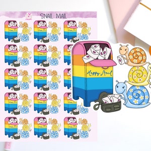 Regenbogen Happy Mail Sticker Sheet, Schnecken Mail Sticker, Happy Mail Stickers, Post stickers, Planner Stickers, Kawaii Sticker Sheet