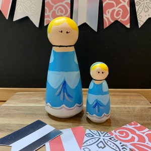 Cinderella Inspired Fairytale Princess Peg Dolls, Princess Play Set, Disney Inspired Peg Dolls, Peg People, by JunieAndDirk