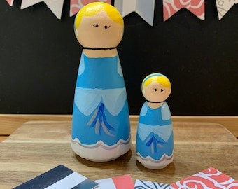 Cinderella Inspired Fairytale Princess Peg Dolls, Princess Play Set, Disney Inspired Peg Dolls, Peg People, by JunieAndDirk