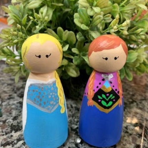 Anna and Elsa Inspired Peg Princess Set of 2 (3 1/2 inch)