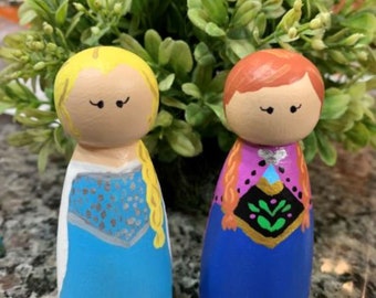 Anna and Elsa Inspired Peg Princess Set of 2 (3 1/2 inch)
