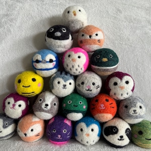 100% Wool Dryer balls - cute animal handmade reusable biodegradable environmentally friendly laundry