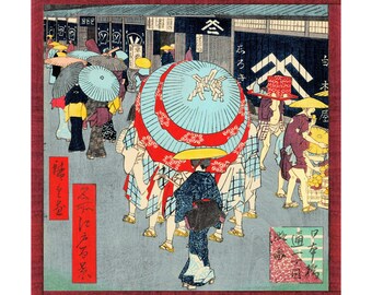 Sciarpa in seta Japonisme Donna, Uomo Ukiyo-e - Hiroshige Utagawa Multicolor