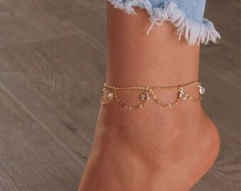 Details about   Silver Heart Ankle Bracelet Multi Layer Womens Anklet Adjustable Chain Beach UK