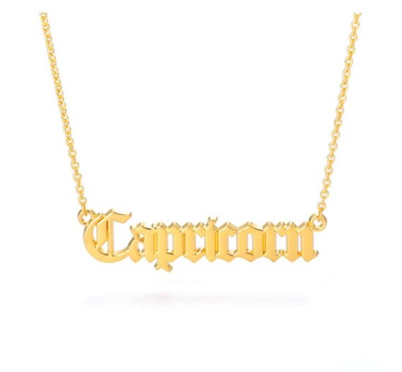 Capricorn Zodiac Necklace Old English 