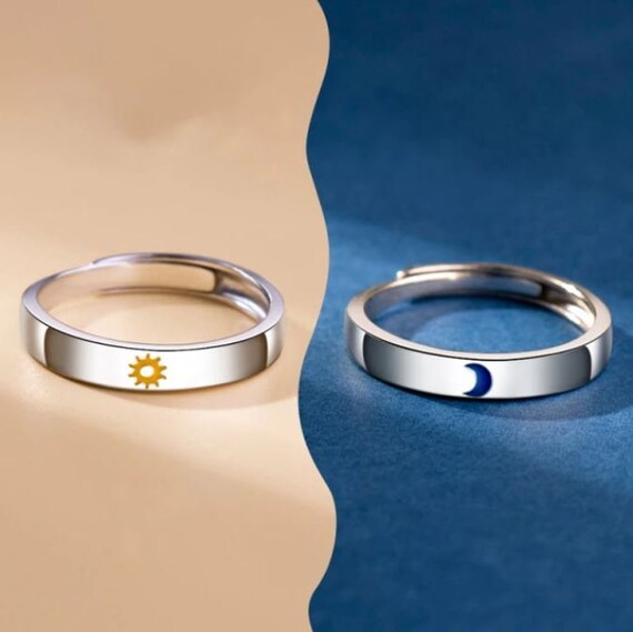 Stylish Sun and Moon Ring Couple Ring 