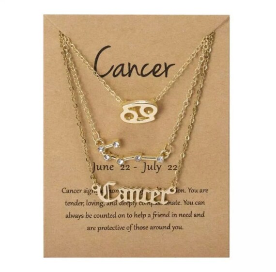 Cancer Zodiac Necklace Old English Star 
