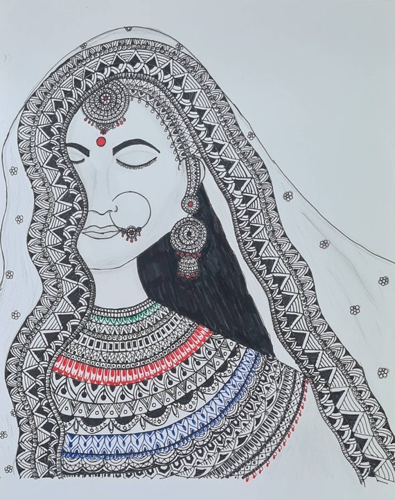 Indian bride Mandala Art Etsy