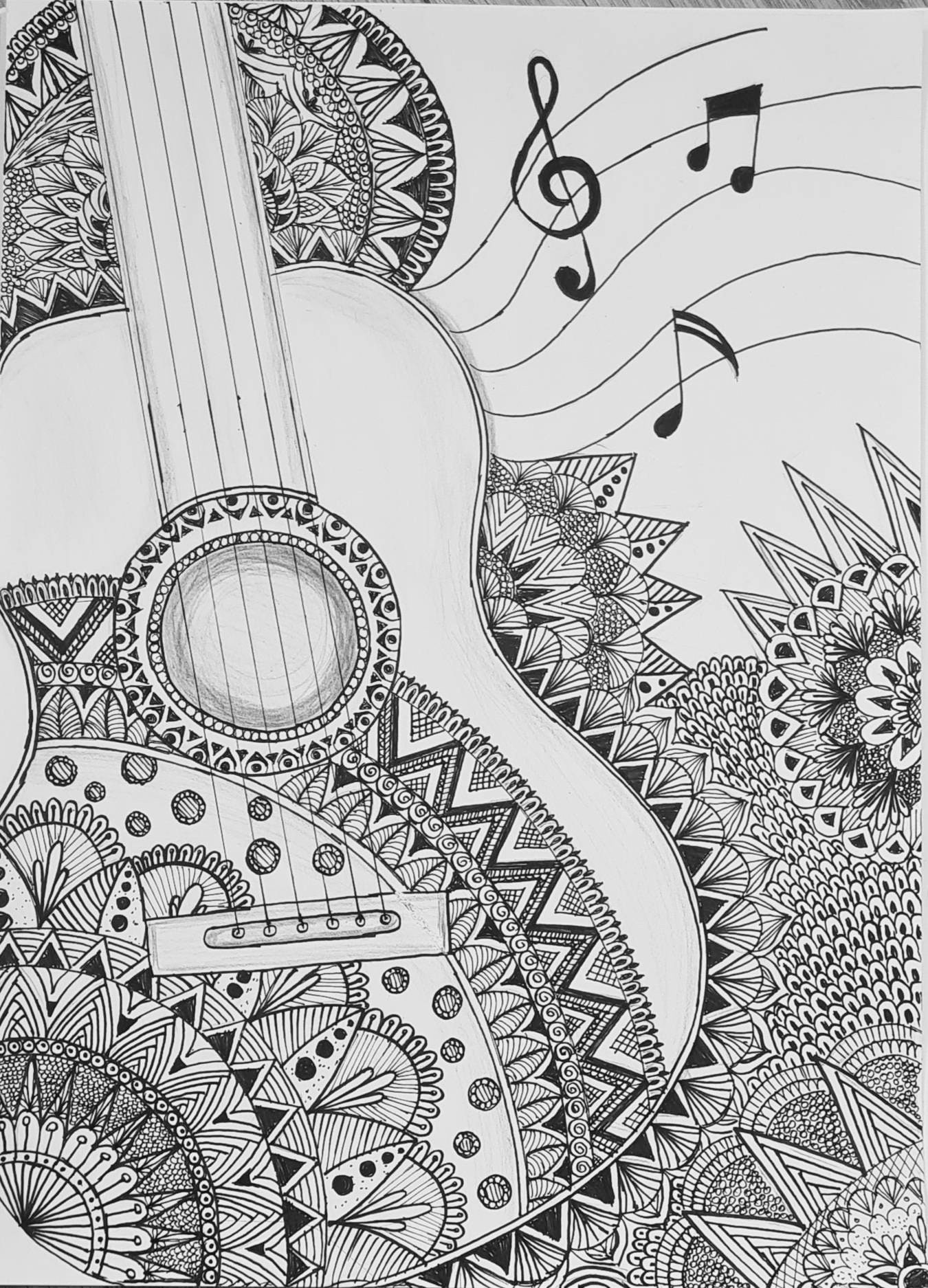 Music notes from guitar Mandala art Etsy