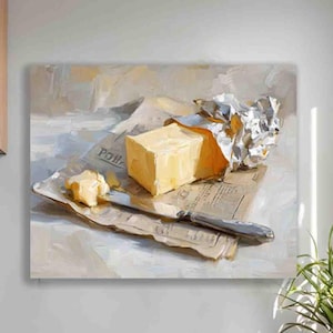 Retro Butter Stick Kitchen Art Print: Vintage Food Illustration