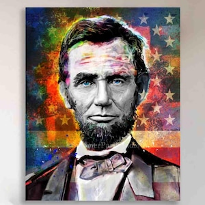 Impresión artística de Lincoln, arte mural del presidente Abe Lincoln, impresión política, historia de los presidentes de EE. UU., arte mural para el aula, impresión del presidente Lincoln, historia de EE. UU.