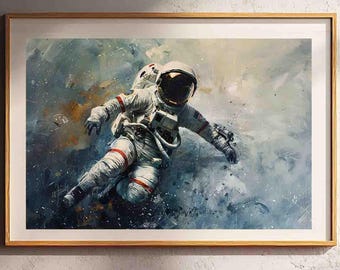 宇宙に浮かぶ宇宙飛行士のアートポスター | 宇宙飛行士の絵画 | 宇宙
