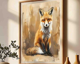 Fox Art Print: Contemporary Forest Animal Giclee Wall Art (Paper and Canvas Options)