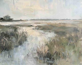 Coastal Marsh Landscape Print: Neutral Lowcountry Wall Art