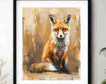 Fox Art Print: Contemporary Forest Animal Giclee Wall Art (Paper and Canvas Options)