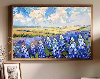 Bluebonnets Print - Texas Hill Country Wall Art Blue Flower Décor (paper or canvas)