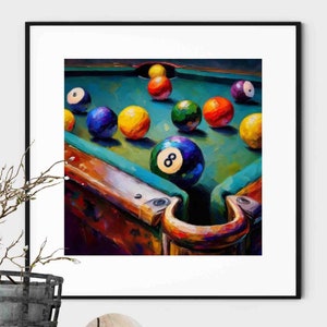 Billiard Balls Wall Art Pool Table Room Decor Billiard Player Gift Pool Player Art Eight Ball Billards Room 8 Ball Art Paper, Canvas Options