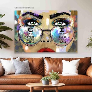 Oeil d'art, art mural d'optométriste, impression d'opticien, art mural de lunettes, nuancier, bureau d'optométrie, décoration d'oeil, options d'impression sur toile et papier
