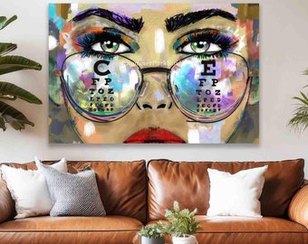 Eye Art, Optometrist Wall Art, Optician Print, Eyeglasses Wall Art, Eye Chart, Optometry Office, Eye Décor, Paper and Canvas Print Options