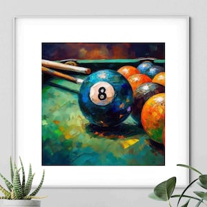 8 Ball Billiard Room Wall Art Pool Table Room Décor For Billiards Game Room Pool Player Gift Eight Ball Art | Giclee Print or Canvas Options