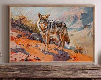 Coyote Art - Väggdekoration med ökenlandskap, sydvästra vilda djur (papper eller duk)