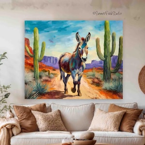 Desert Donkey Art Print: Southwest Landscape, Wildlife Wall Art