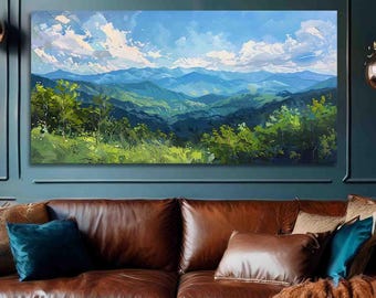 Blue Ridge Mountains Landscape Print: Gallery Wrapped Canvas Panoramic Art North Carolina
