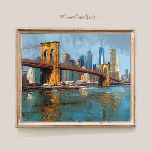 Brooklyn Bridge Art New York City Skyline Wall Art Landscape Print NYC Cityscape Art Brooklyn Bridge Print | Giclée Paper and Canvas Options