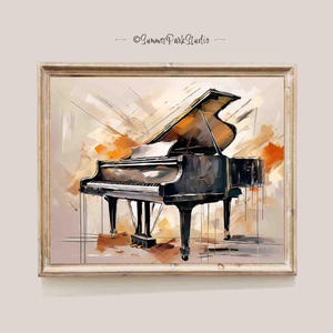Lámina artística de piano abstracto: decoración moderna para salas de música, regalo de pianista