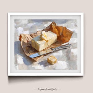 Butter Painting Print: Retro Kitchen Food Art - Giclée Paper or Canvas Print