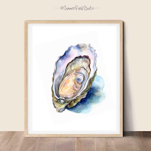 Oyster Shell Print Ocean Decor Coastal Kitchen Wall Art Nautical Print Kitchen Decor Elegant Seafood Artwork Beach House Dining Room