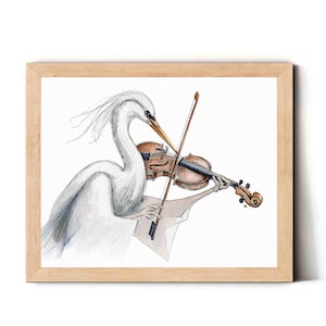 Violin Player Art Print: Minimalist Music Room Wall Decor