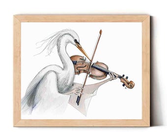 Lámina artística de violinista: decoración minimalista de pared para sala de música