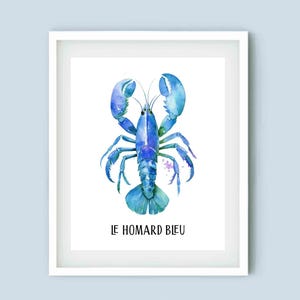 Lobster Art Print Seafood Wall Art Blue Lobster Print Fisherman Aesthetic Decor Kitchen Art Coastal Wall Art Lobster Decor Beach House