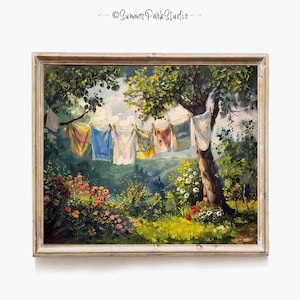 Laundry Clothesline Art Print: Farmhouse Laundry Room Decor