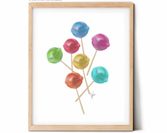 Lámina artística de piruleta: decoración de pared de dulces coloridos para la habitación de un bebé