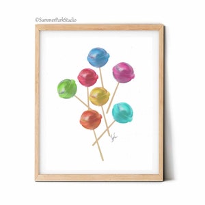 Lollipop Art Print: Colorful Candy Wall Decor for Nursery