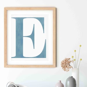 Grande arte de parede com inicial em aquarela, letras grandes para quarto de criança, primeira inicial do bebê, arte de parede para quarto de berçário