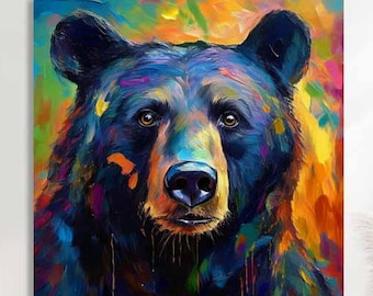 Black Bear Art: Cabin Wall Decor (Paper or Canvas)