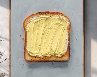 Lámina decorativa de tostadas con mantequilla - Decoración retro para la pared de la cocina (papel o lienzo)