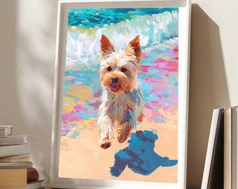 Stampa di un Yorkshire Terrier dai colori pastello - Illustrazione di un Yorkshire Terrier (carta o tela)