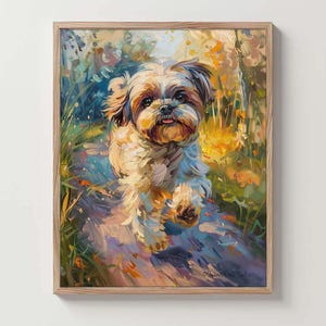 Shih Tzu Art - Dog Print Fluffy Dogs Walking Décor (paper or ready-to-hang canvas)