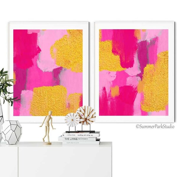 Pink Gold Wall Art Etsy