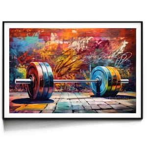 Gym Wall Art: Graffiti Barbell Weightlifting Print - Fitness Decor